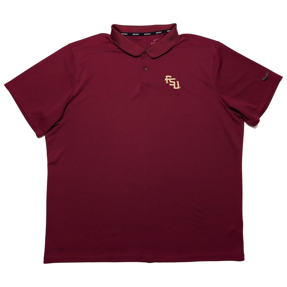 NIKE Florida State Seminoles FSU‎ Short Sleeve Polo Shirt Red XXL 2XL